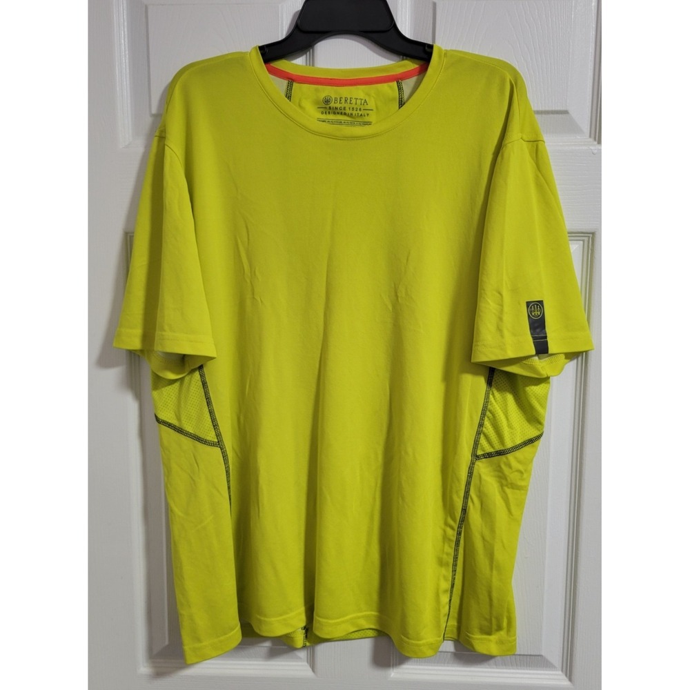 Beretta Performance T Shirt Men XL Yellow Tech Hunting Outdoor Shooting Athletic